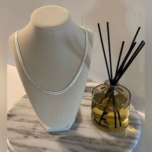 Unisex Flat Chain Necklace Sterling Silver 925 Stainless Steel Plated 24 Inches